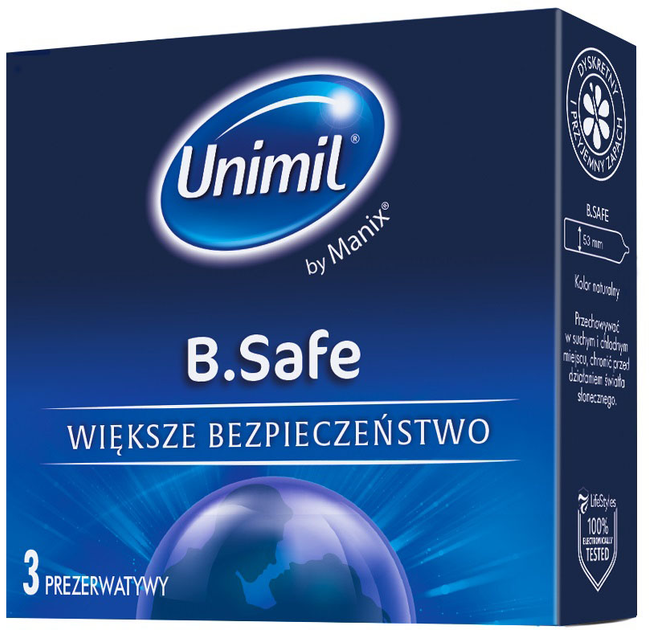 Презервативи Unimil B.Safe латексні 3 шт (5011831089930) - зображення 1