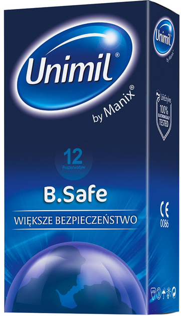 Prezerwatywy Unimil B.Safe lateksowe 12 szt (5011831074738) - obraz 1