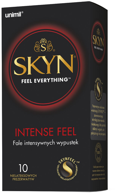Prezerwatywy Unimil Skyn Intense Feel nielateksowe z wypustkami 10 szt (5011831089190) - obraz 1
