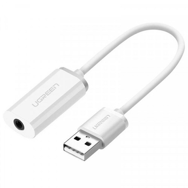 Звуковая карта Ugreen US206 30712 наружная USB AUX jack TRRS Mic&Ear ALC4042 White - изображение 1