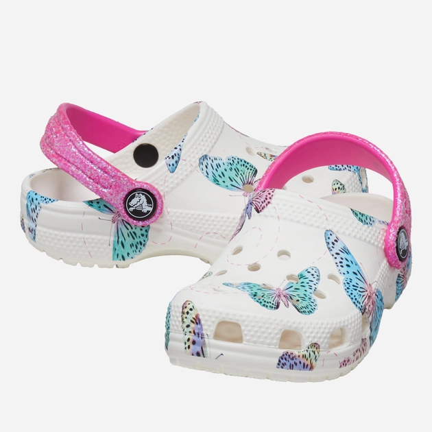 Дитячі крокси для дівчинки Crocs Classic Butterfly Clog TCR208300 24-25 Білий/Мультиколір (196265236602) - зображення 2