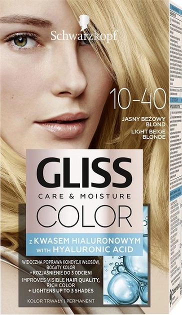 Farba do włosów Gliss Color Care & Moisture 10-40 Jasny Beżowy Blond 143 ml (9000101676549) - obraz 1