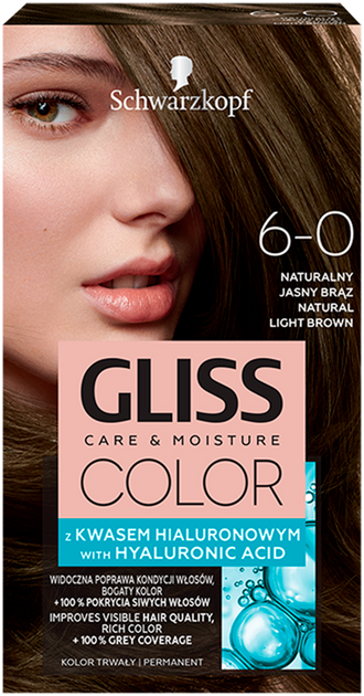 Farba do włosów Gliss Color Care & Moisture 6-0 Naturalny Jasny Brąz 143 ml (9000101261660) - obraz 2