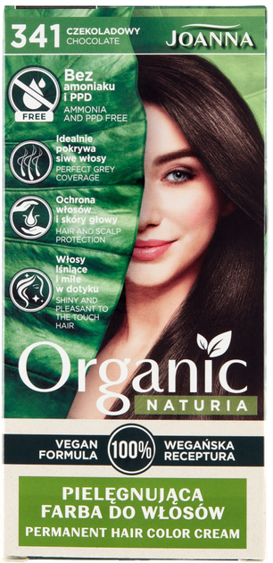Farba do włosów Joanna Naturia Organic pielęgnująca 341 Czekoladowy 100 ml (5901018020286) - obraz 1