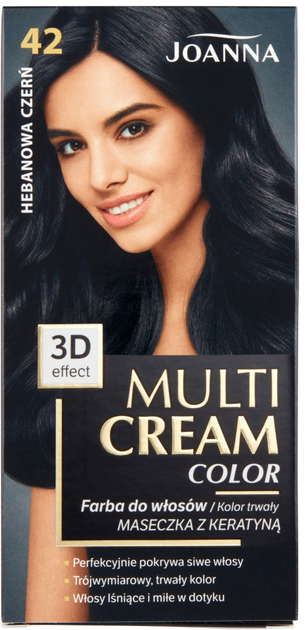 Farba do włosów Joanna Multi Cream Color 42 Hebanowa Czerń 100 ml (5901018013318) - obraz 1