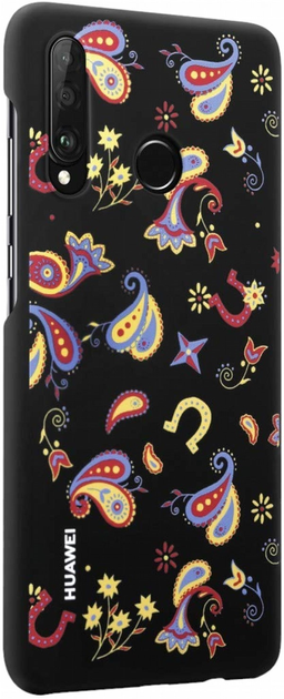 Etui Huawei Colorful Flower do P30 Lite Czarny (6901443287871) - obraz 1