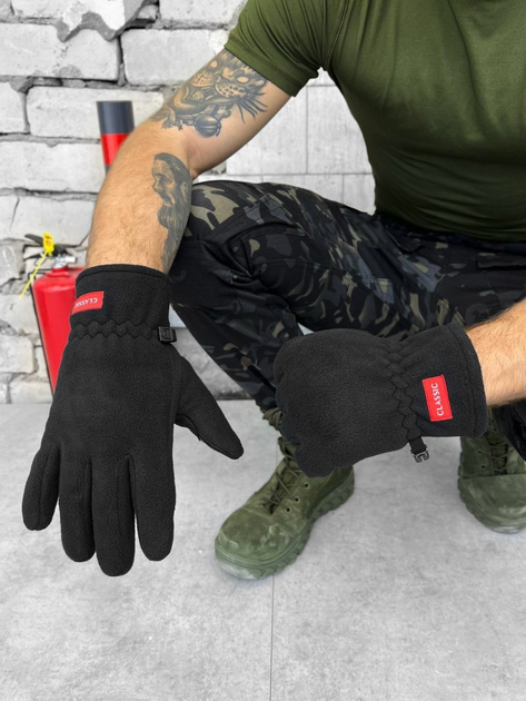 Тактичні флісові рукавички Tactical Gloves Black L - зображення 1