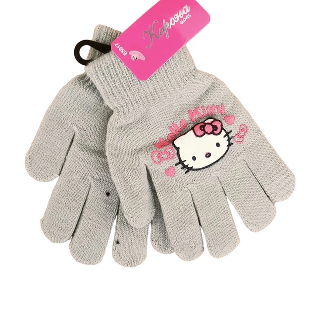 Перчатки детские с начесом Hello Kitty 3-5 года осень серый - изображение 6
