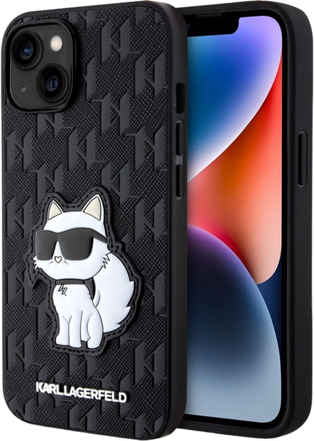 Панель Karl Lagerfeld Saffiano Monogram Choupette для Apple iPhone 14 Black (3666339122584) - зображення 2