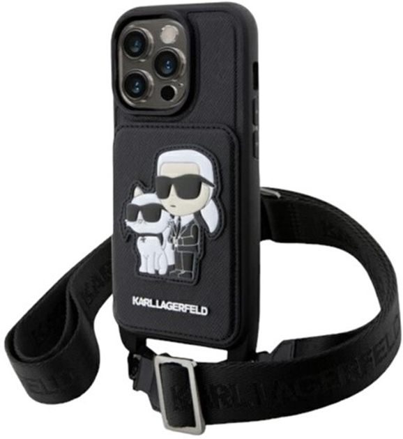 Etui Karl Lagerfeld Crossbody Saffiano Karl&Choupette do Apple iPhone 14 Pro Max Black (3666339123291) - obraz 1