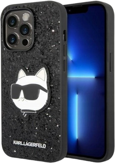 Etui Karl Lagerfeld Glitter Choupette Patch do Apple iPhone 14 Pro Max Black (3666339099428) - obraz 1