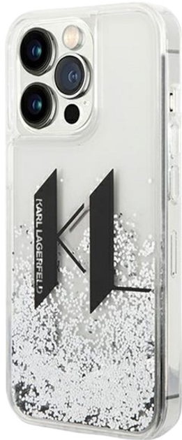 Etui Karl Lagerfeld Liquid Glitter Big KL do Apple iPhone 14 Pro Max Silver (3666339085711) - obraz 1