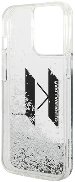 Etui Karl Lagerfeld Liquid Glitter Big KL do Apple iPhone 14 Pro Max Silver (3666339085711) - obraz 2
