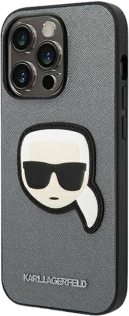 Панель Karl Lagerfeld Saffiano Karl Head Patch для Apple iPhone 14 Pro Max Silver (3666339077105) - зображення 2