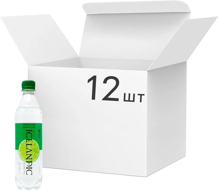 Акція на Упаковка води питної джерельної газованої Icelandic Glacial з натуральним ароматизатором "Таїтянський лайм" 0.5 л x 12 шт від Rozetka