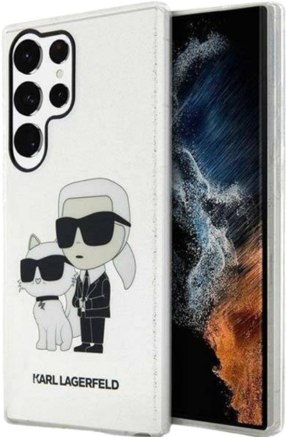 Панель Karl Lagerfeld Glitter Karl&Choupette для Samsung Galaxy S23 Ultra Transparent (3666339114718) - зображення 1