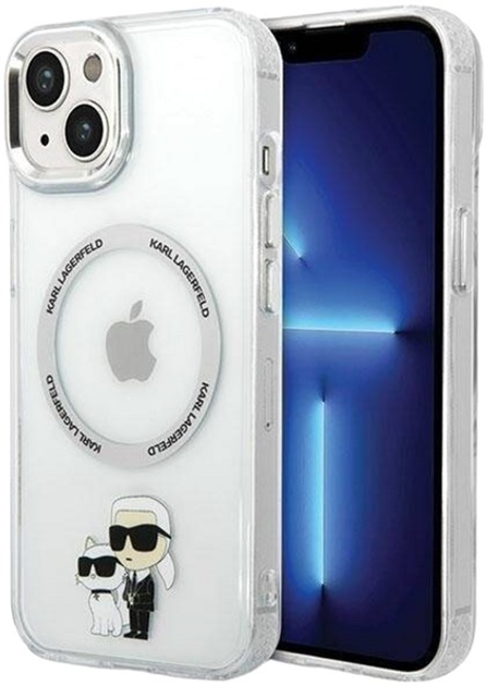 Etui Karl Lagerfeld Iconic Karl&Choupette Magsafe do Apple iPhone 13 Transparent (3666339126339) - obraz 1