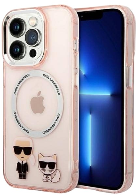 Etui Karl Lagerfeld Karl&Choupette Aluminium Magsafe do Apple iPhone 14 Pro Pink (3666339087340) - obraz 1