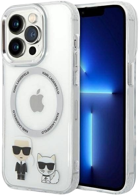 Etui Karl Lagerfeld Karl&Choupette Aluminium Magsafe do Apple iPhone 14 Pro Transparent (3666339077778) - obraz 1