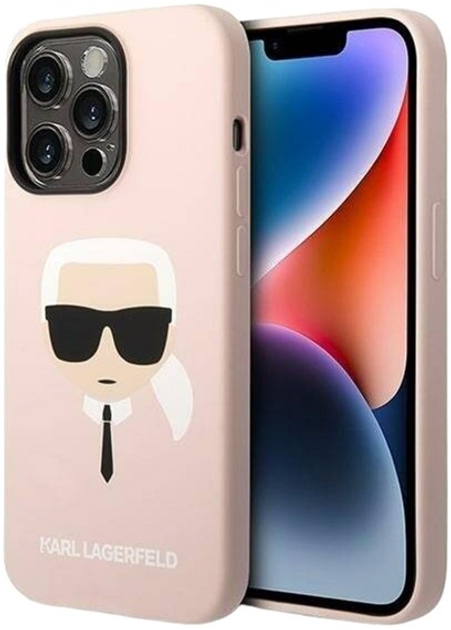 Etui Karl Lagerfeld Silicone Karl Head Magsafe do Apple iPhone 14 Pro Light Pink (3666339078058) - obraz 1