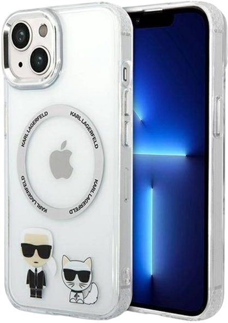 Etui Karl Lagerfeld Karl&Choupette Aluminium Magsafe do Apple iPhone 14 Plus Transparent (3666339077761) - obraz 1