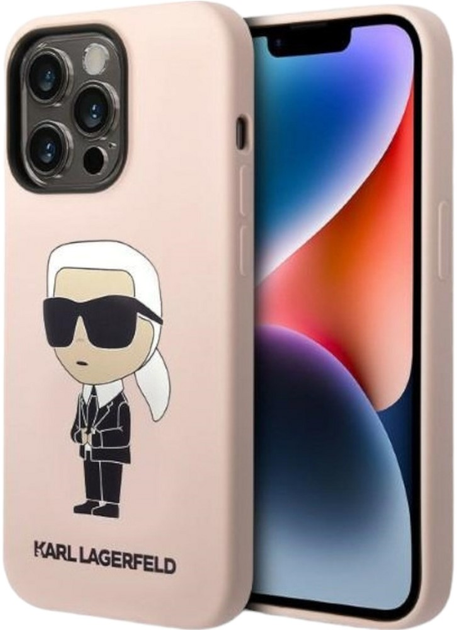 Etui Karl Lagerfeld Silicone Ikonik Magsafe do Apple iPhone 14 Pro Max Pink (3666339087678) - obraz 1