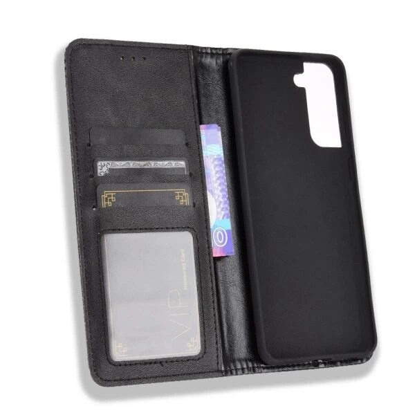 Чехол-книжка Deexe Retro Style для Samsung Galaxy S21 (G991) - Black - изображение 4