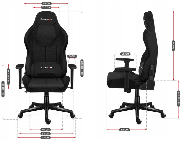 Геймерське крісло Huzaro Force 7.9 Black Mesh (5903796013320) - зображення 4
