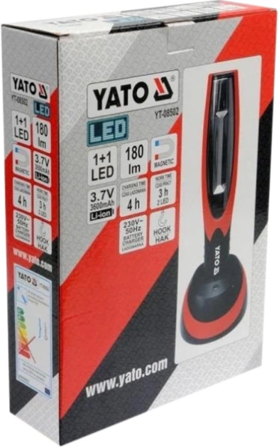 Lampa warsztatowa YATO LED MAGNETIC Li-Ion 2 w 1  3.7 V 180 lm (YT-08502) - obraz 7