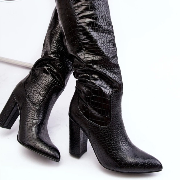 Жіночі чоботи Delul 36 Чорні (5905677993844) - зображення 8