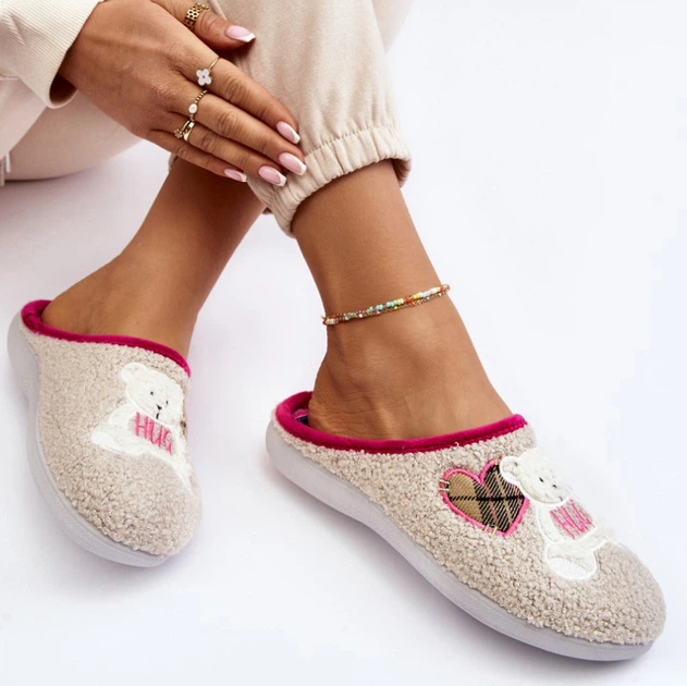 Kapcie domowe damskie ocieplane z zakrytymi palcami Inblu EC000095 37 Beżowe (5905677966404) - obraz 7