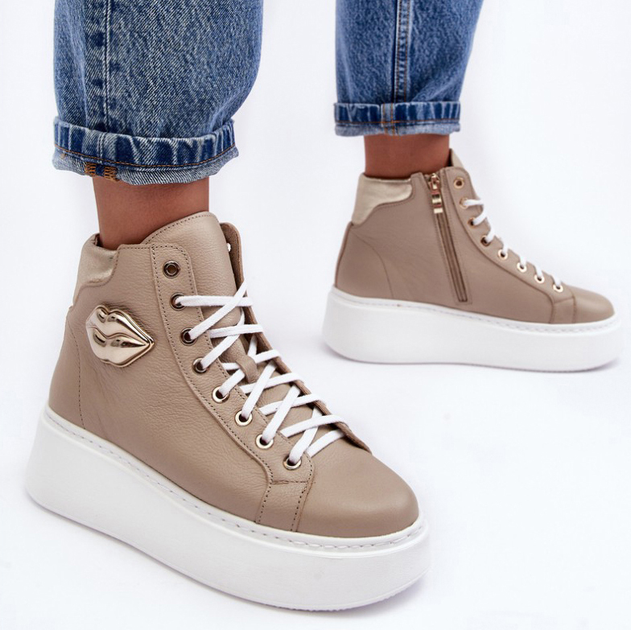 Sneakersy damskie ze skóry naturalnej Lemar Katerin 38 Beżowe (5905677952391) - obraz 3