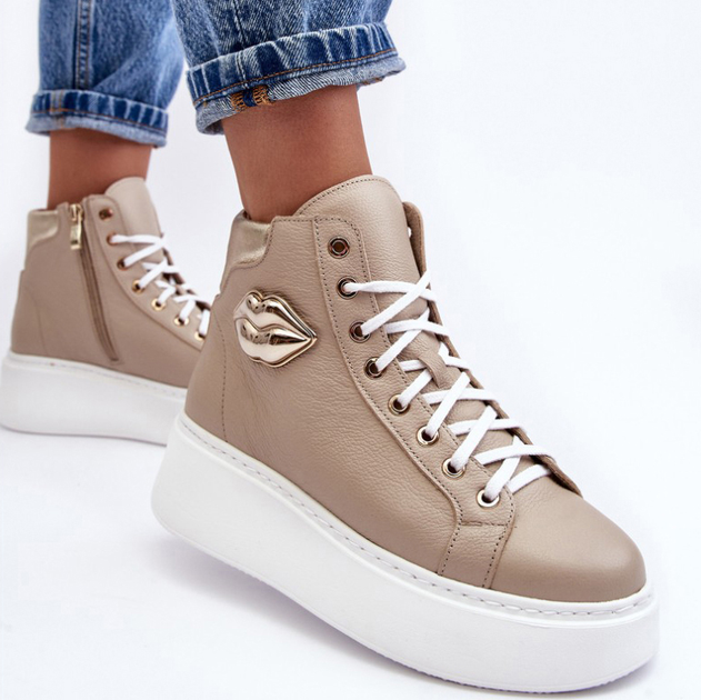 Sneakersy damskie ze skóry naturalnej Lemar Katerin 38 Beżowe (5905677952391) - obraz 8