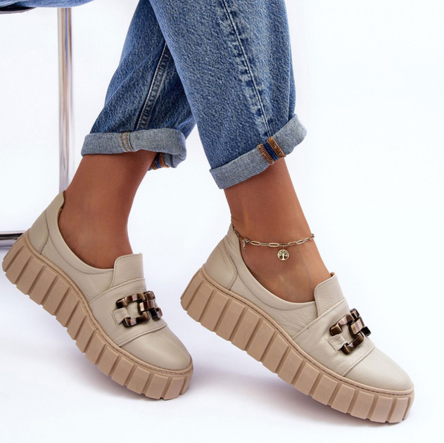 Жіночі сліпони Lewski Shoes 3398 37 Бежевий/Золотистий (5905677947861) - зображення 6