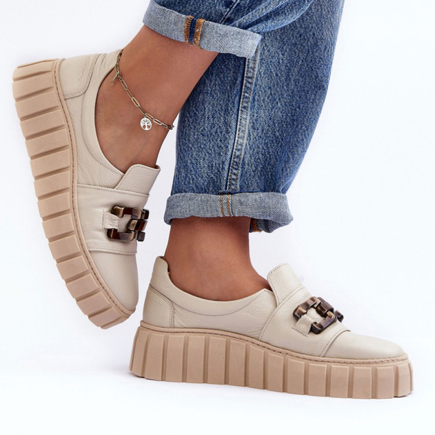 Buty wsuwane damskie Lewski Shoes 3398 39 Beżowy/Złoty - obraz 3