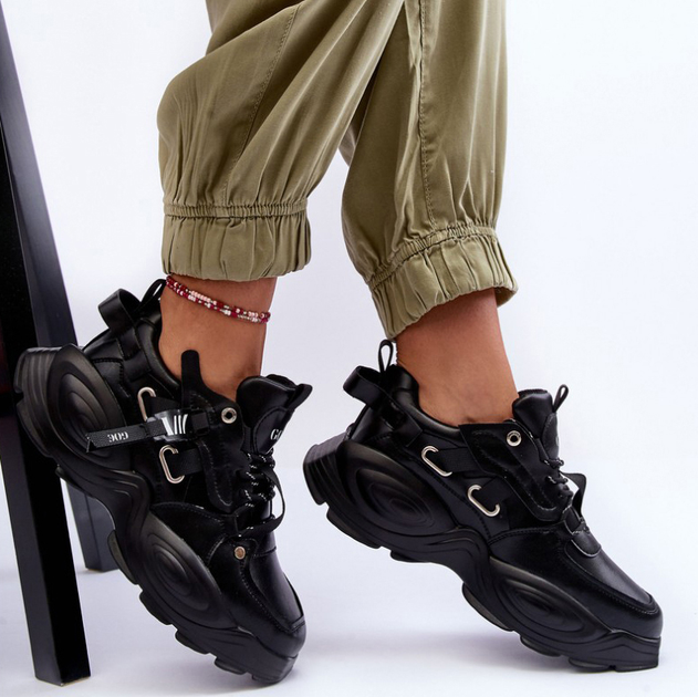 Sneakersy damskie na wysokiej platformie GOE MM2N4014 40 Czarne (5905677886603) - obraz 8