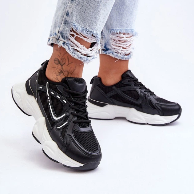 Sneakersy damskie na wysokiej platformie Feluci 37 Czarne (5905677437904) - obraz 7