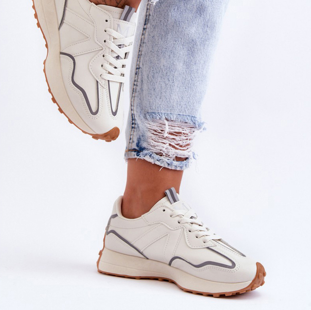 Buty sportowe damskie na platformie do kostki Faro 37 Beżowe (5905677428100) - obraz 3