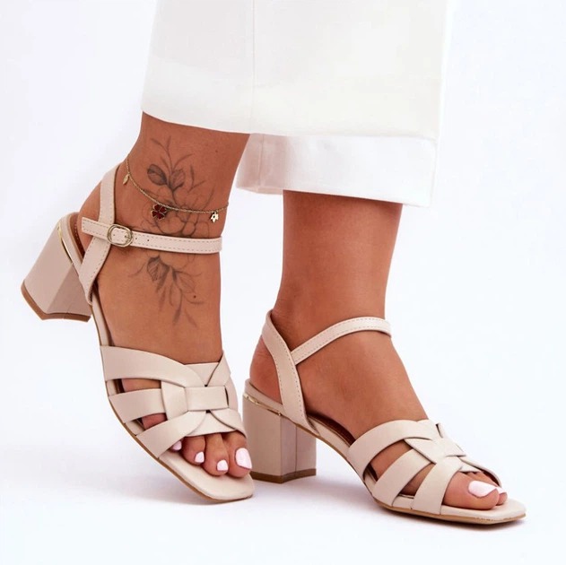 Sandały damskie na słupku Misty 39 Beżowe (5905677420470) - obraz 5