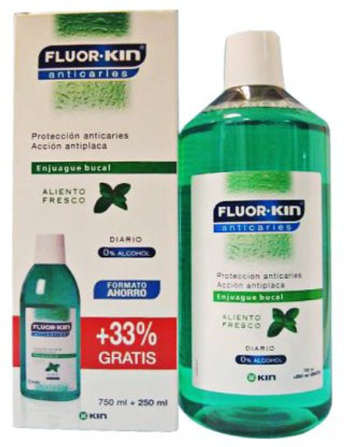 Eliksir ustny Kin Fluorkin Anticaries Rinse 750ml+250 ml (8470001511195) - obraz 1