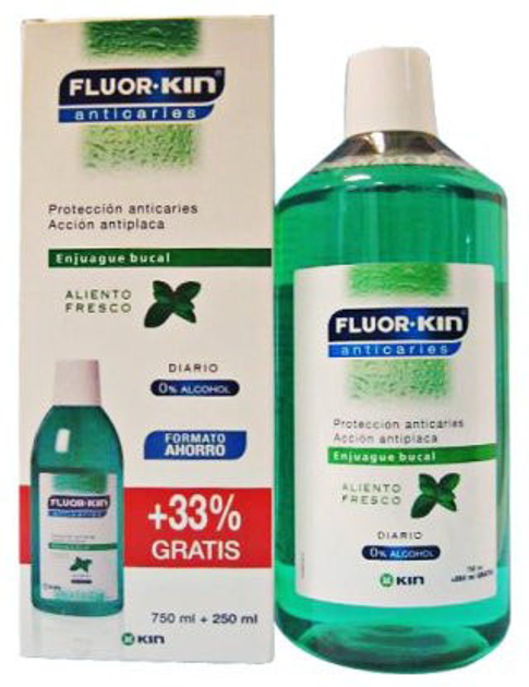 Ополіскувач для порожнини рота Kin Fluorkin Anticaries Rinse 750 мл+250 мл (8470001511195) - зображення 1