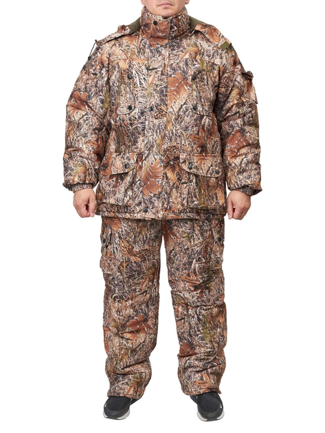 Костюм мужской Гризли зима -30С не продувается из мембранной ткани камуфляж 44 брюки куртка с капюшоном манжетами на резике для охоты зимней рыбалки - изображение 1