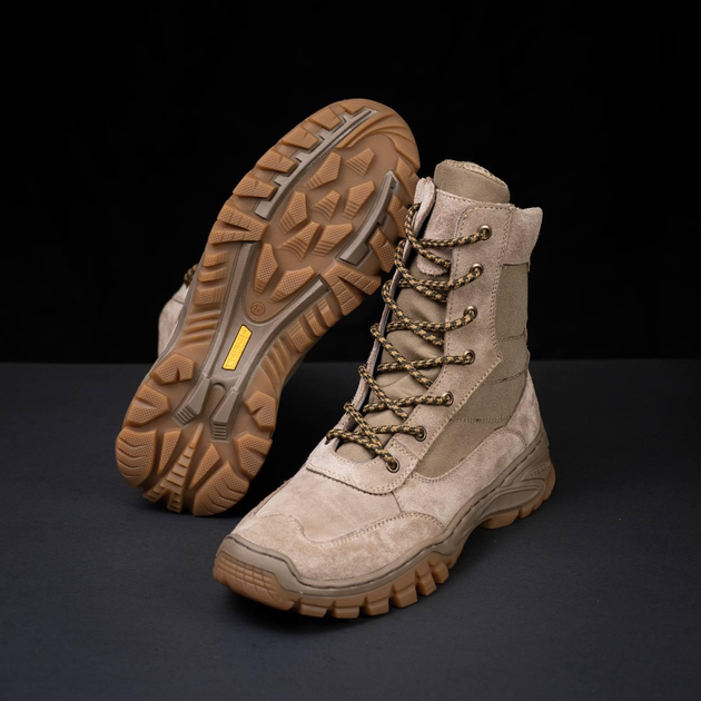 Обувь мужская летняя Берцы песок 38 на шнурках с натуральной гидрофобной кожи подкладкой сеткой 3D зносостойкая гибкая подошва из полиуритана - изображение 2