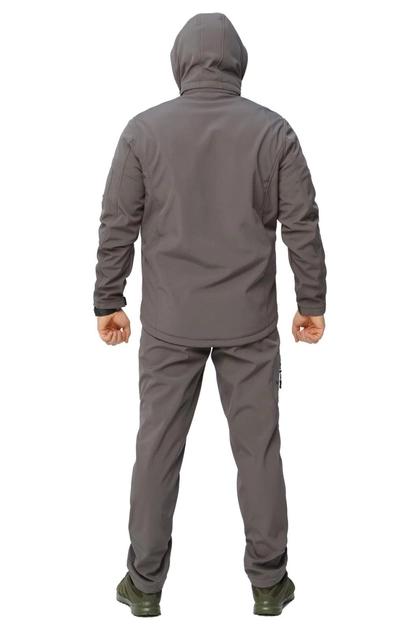 Костюм чоловічий Soft shel на флісі сірий 60 демісезонний штани штани куртка з капюшоном з вентиляційним клапаном під пахвами вітро - водонепроникний - зображення 2
