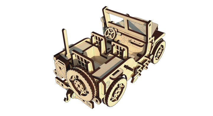 3D Пазл Из Дерева Механический Pazly Wilys Legend Jeep 125 деталей - Фото 5 3D Пазл Из Дерева Механический Pazly Wilys Legend Jeep 125 деталей - изображение 5