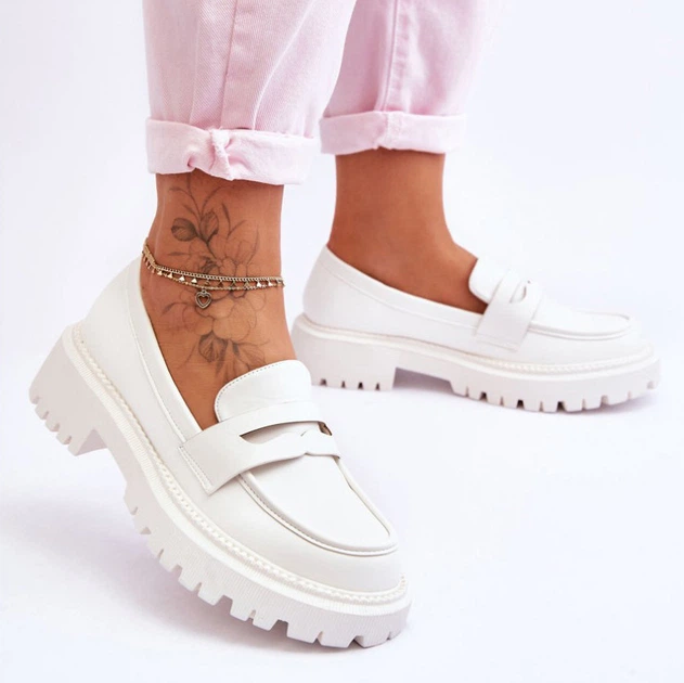Loafersy damskie na grubej podeszwie Riverside 39 Białe (5905677115871) - obraz 4