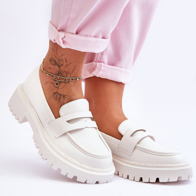 Loafersy damskie na grubej podeszwie Riverside 39 Białe (5905677115871) - obraz 3