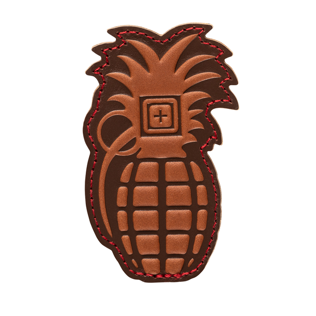 Нашивка 5.11 Tactical Pineapple Grenade Leather Patch Brown (82084-108) - изображение 1