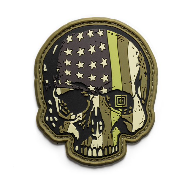 Нашивка 5.11 Tactical Patriot Skull Patch Olive (92109-182) - зображення 1