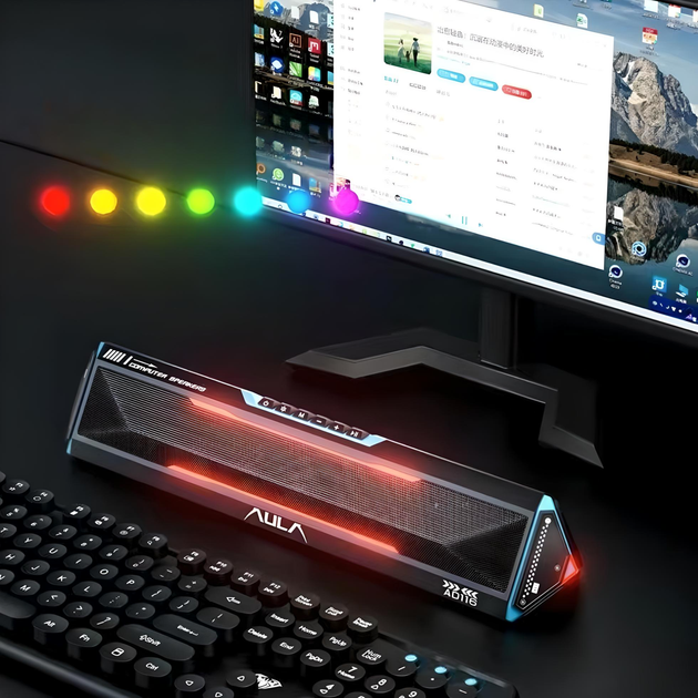 Компьютерная колонка динамик AULA AD116 c RGB подстветкой, USB+Bluetooth подключением, панорамный 6D звук, BL - изображение 2